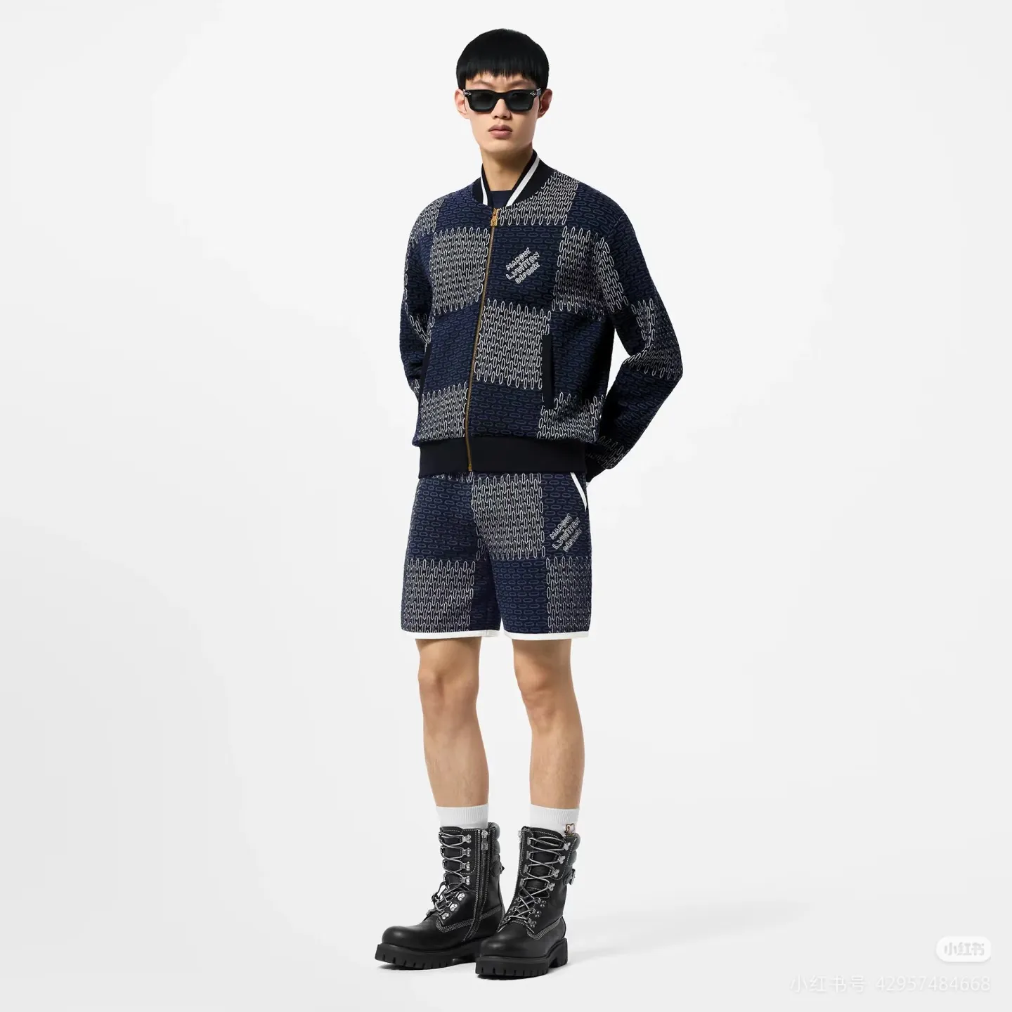 Louis Vuitton/Louis Vuitton 25Fw checkerboard jacquard knitted zipper jacket
